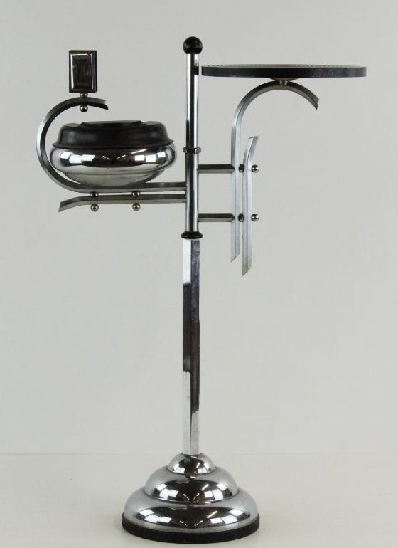 Demeyere art deco asbak - jaren '30 - chroom en bakeliet, Antiek en Kunst, Ophalen of Verzenden