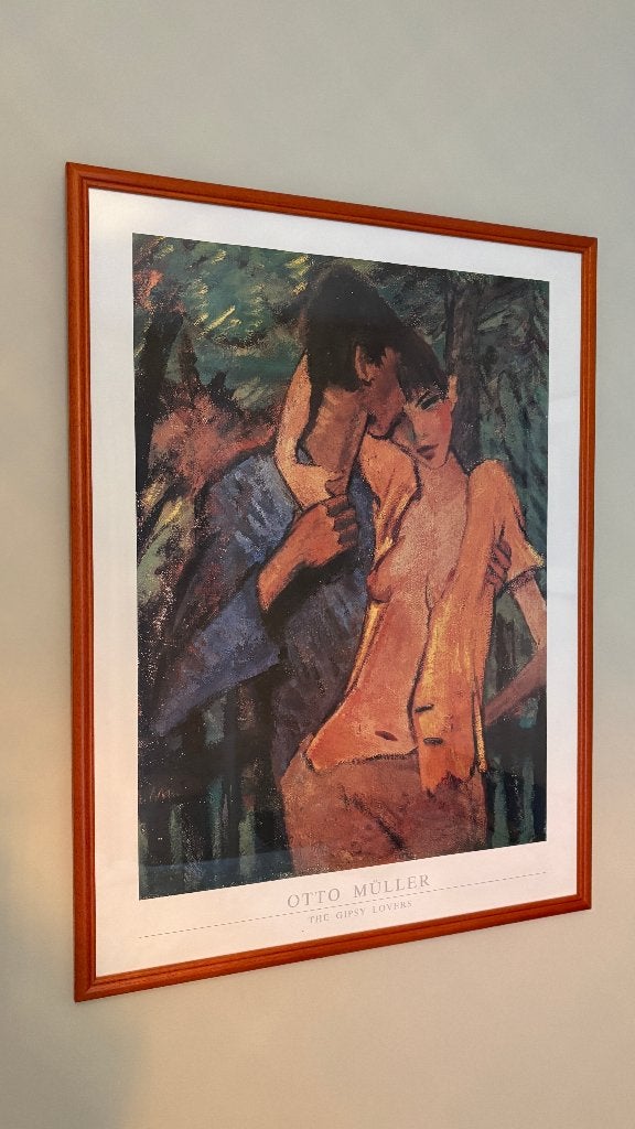 Poster encadré: Otto Müller "The Gypsy Lovers", Antiquités & Art, Art | Peinture | Classique, Portrait ou Personnes, Sous verre