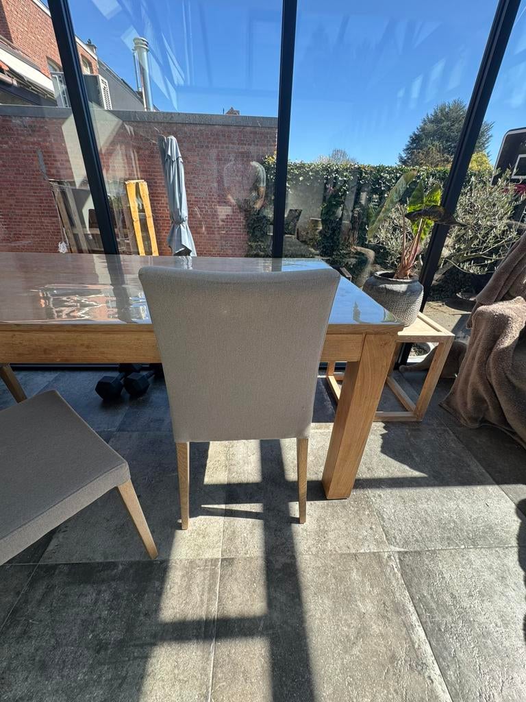 Teak tafel met 6 stoelen, Huis en Inrichting, Tafels | Eettafels, Ophalen of Verzenden, Zo goed als nieuw