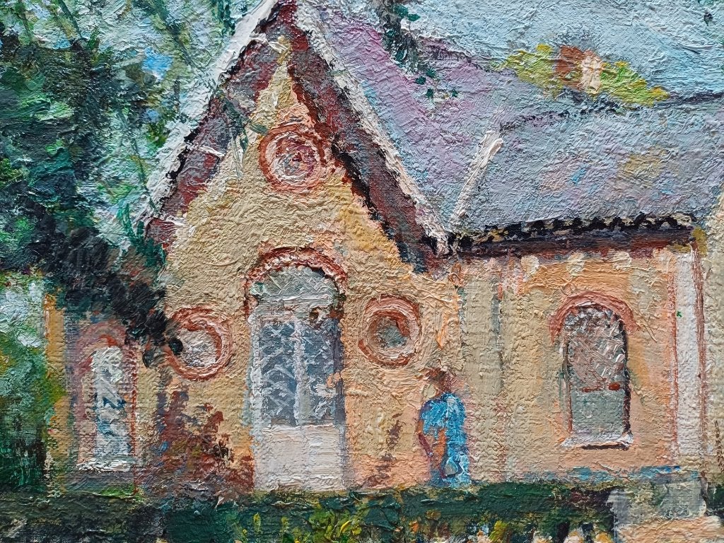 Schilderij M.VAN DEN BEMPT  "Brasserie De Swaen", Antiek en Kunst, Doek, Impressionistisch, Ophalen of Verzenden, Olieverf
