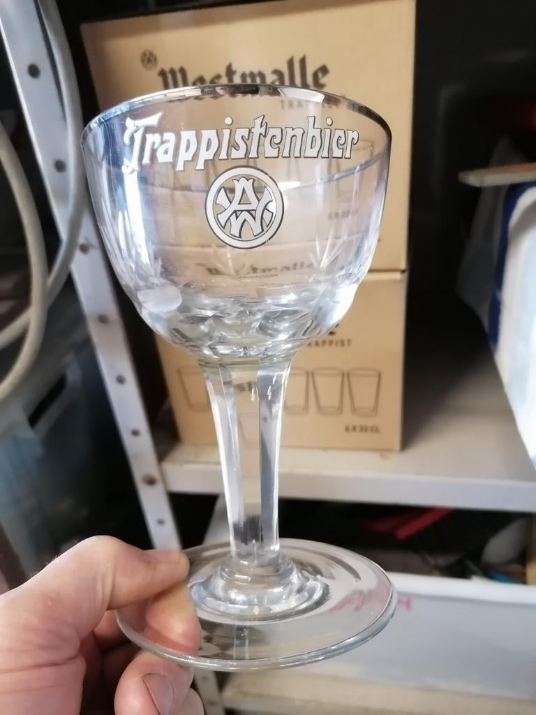 Oud decalco Westmalle-Trappist bierglas., Verzamelen, Ophalen of Verzenden