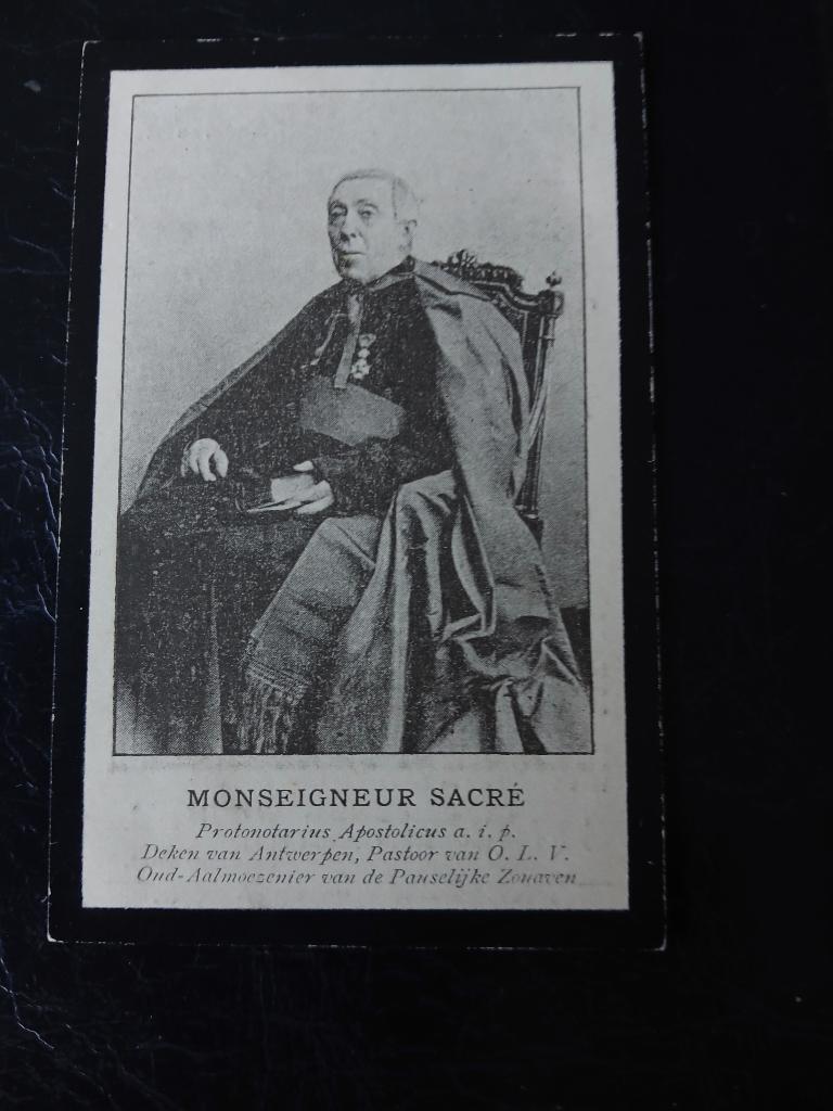 monseigneur sacré oud aalmoezenier der zouaven overl 1895, Verzamelen, Bidprentjes en Rouwkaarten, Verzenden, Bidprentje