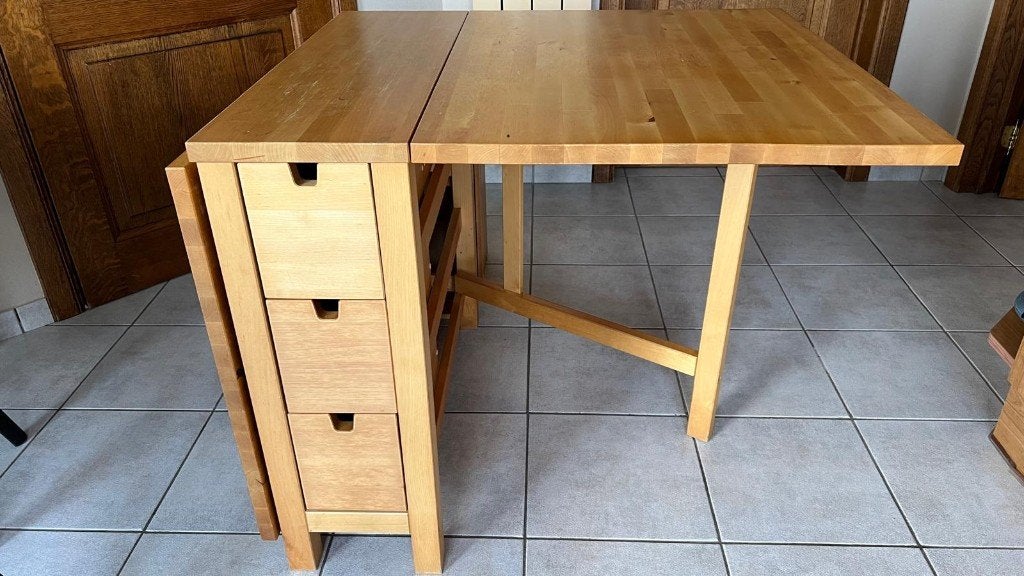 Table à rabats en bouleau, 100 à 150 cm, Quatre personnes, Enlèvement, Utilisé