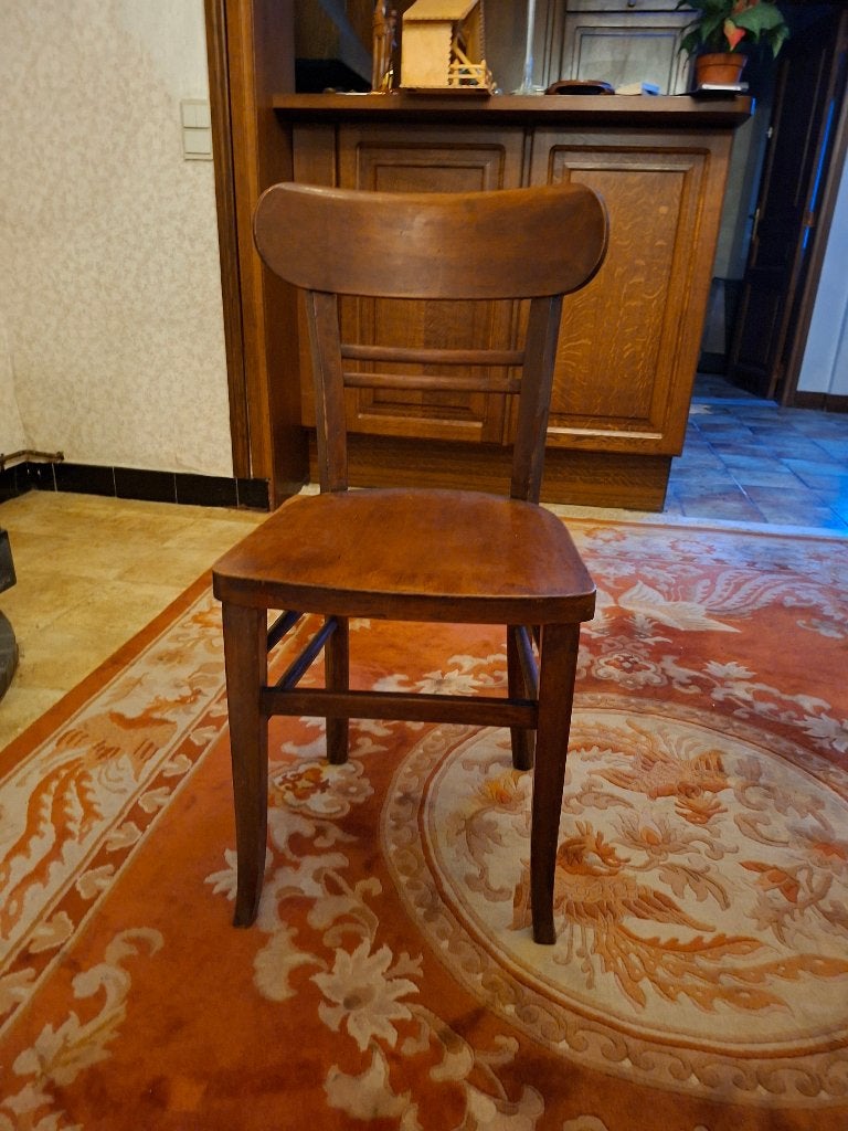 Vintage set van 5 massief houten stoelen, Ophalen