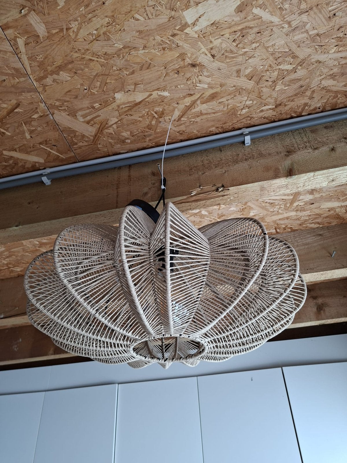 Grote rotan hanglamp – naturel – boho stijl, Ophalen, Zo goed als nieuw