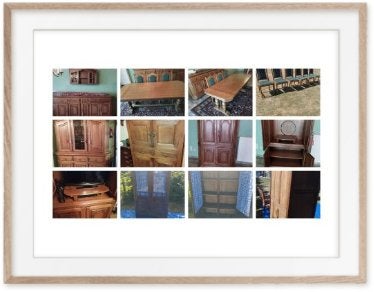 Set van 12 eikenhouten meubels/Waremme/Bleret, Ophalen