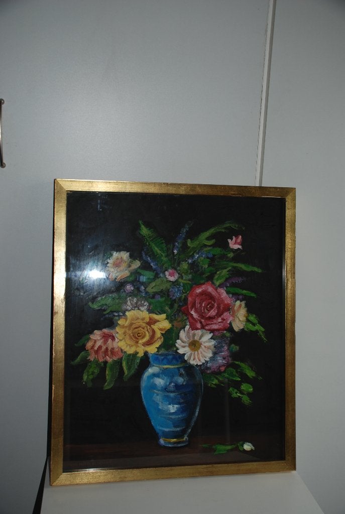 bloemen in goudkleurige kader, Antiquités & Art, Enlèvement, Fleurs