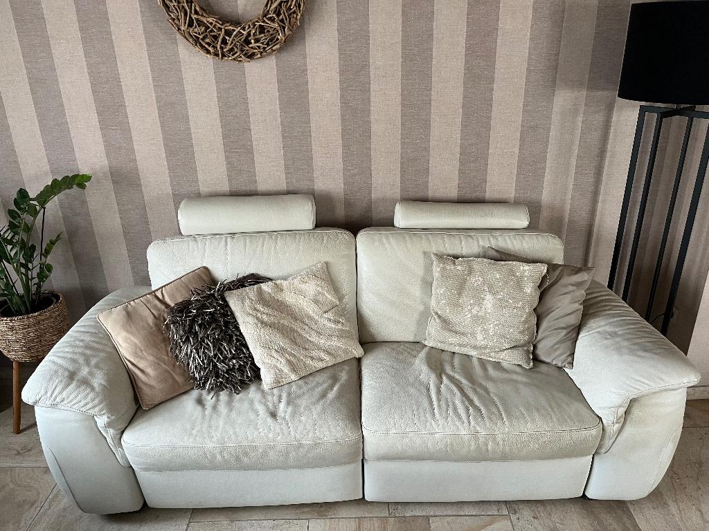 2 leren zetels Natuzzi, Huis en Inrichting, Zetels | Zetels, Ophalen, Gebruikt, Leer, Rechte bank