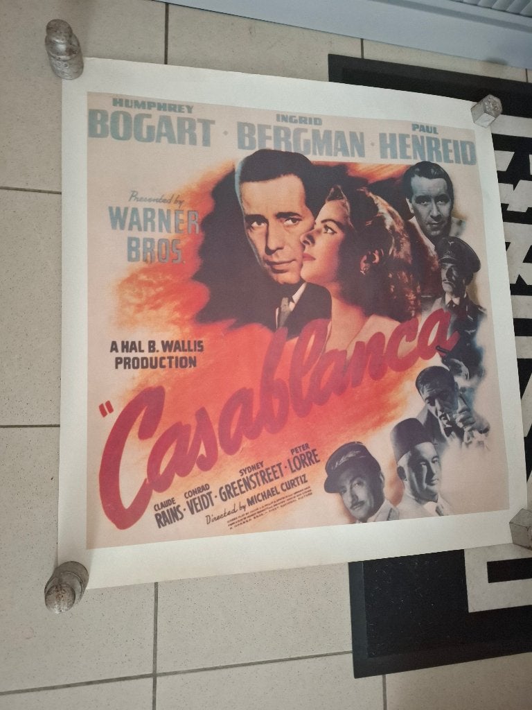 Vintage film Vintage Poster Casablanca Orgineel / 1942, Collections, Enlèvement ou Envoi, Comme neuf, Cinéma et TV