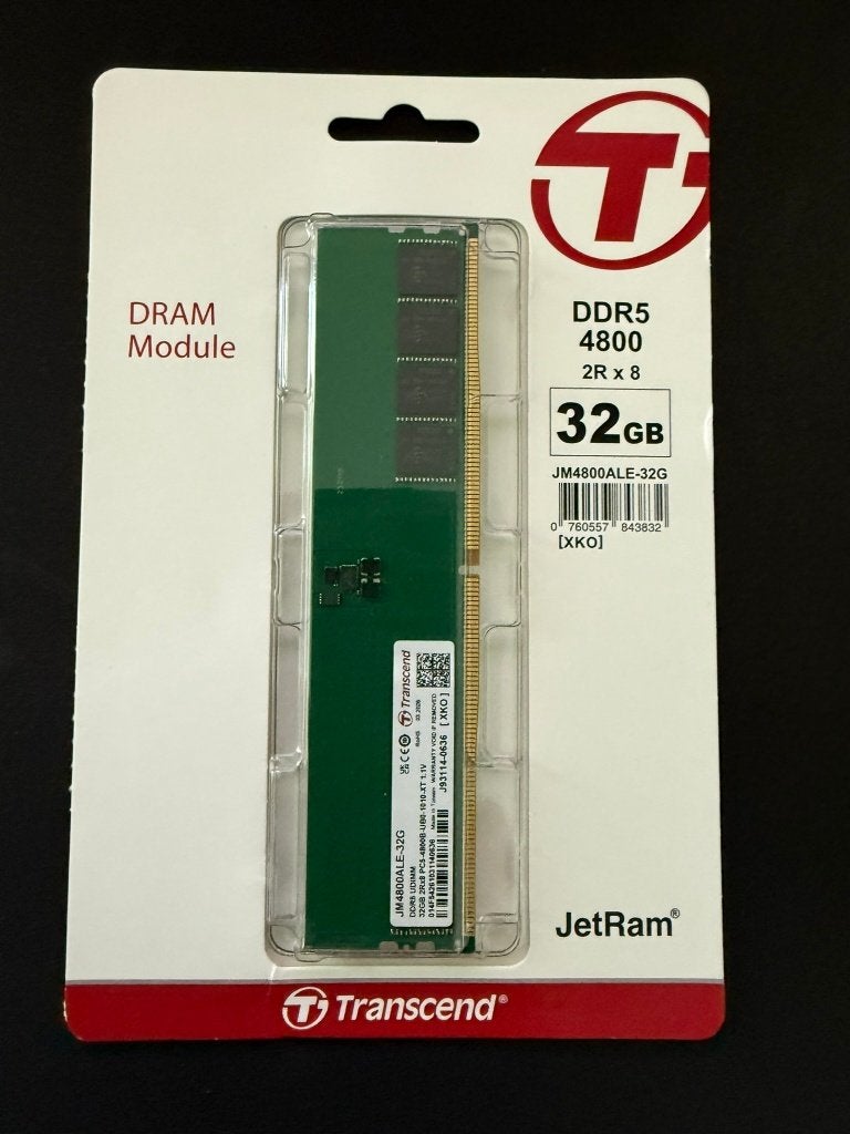 Transcend JetRam 1x32GB DDR5 4800MHz (nieuw), Computers en Software, RAM geheugen, 32 GB, Nieuw, Ophalen of Verzenden, Desktop