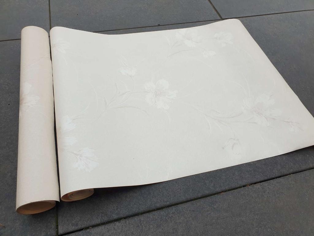 Vintage floral behangpapier 2 onvolledige rollen structuur, Huis en Inrichting, Stoffering | Behang, Ophalen, Wit