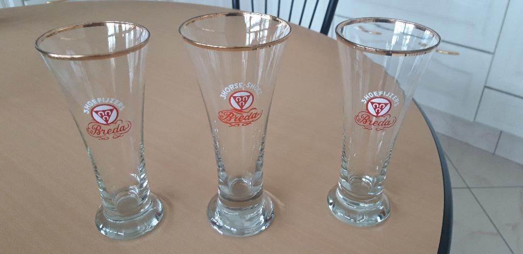 3 bierglazen van 3 hoefijzers breda, Ophalen of Verzenden, Nieuw, Bierglas