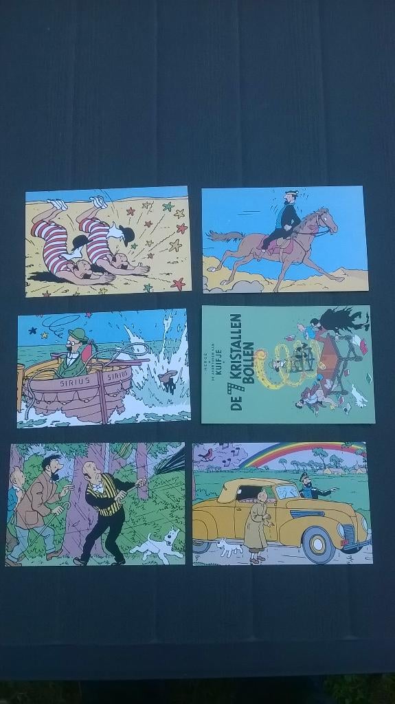 Tintin : 6 cartes postales, Plusieurs BD, Enlèvement ou Envoi, Utilisé, Herge