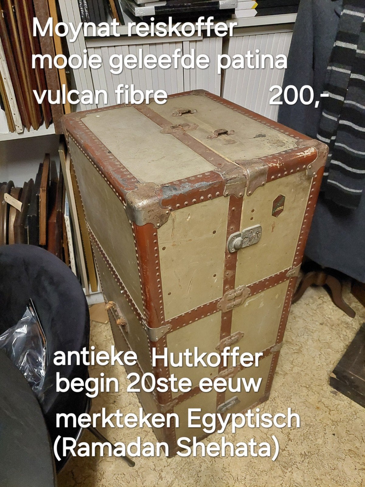 Hutkoffer antiek Egyptisch, Maison & Meubles, Accessoires pour la Maison | Coffres, Enlèvement