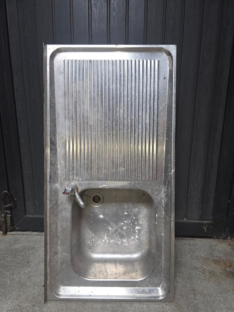 Spoelbak met afdruipgedeelte, Ophalen, Gebruikt, Chroom, Wastafel