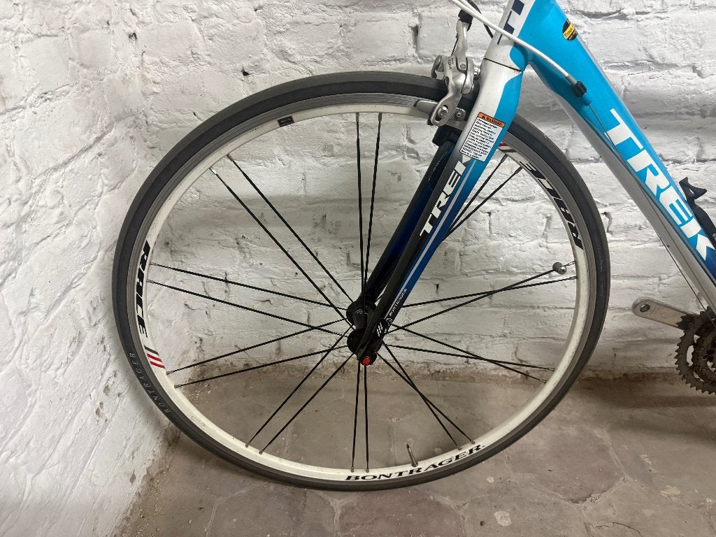 Koersfiets Trek 1.9 - maat 58 - blauw/wit, Gebruikt, Velgrem, Overige maten, 57 tot 61 cm