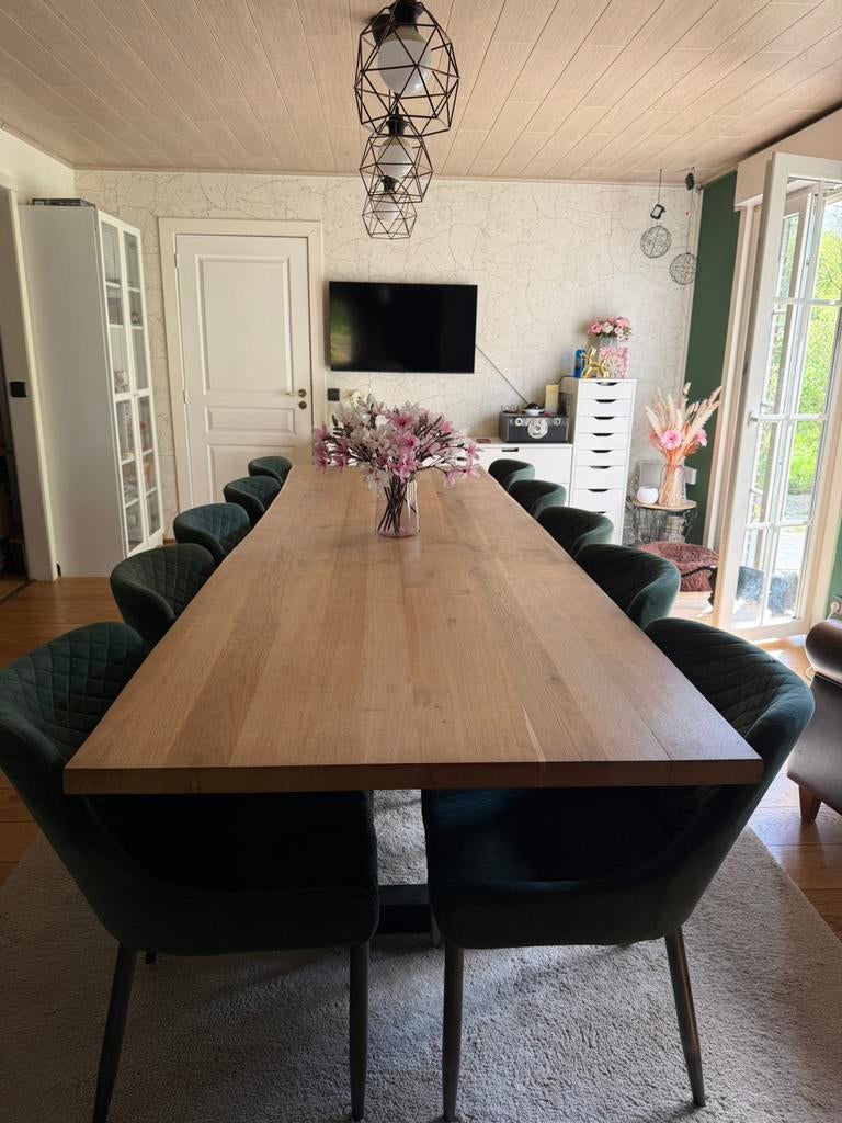 Grote eettafel met u poten, Huis en Inrichting, Ophalen, Gebruikt, 200 cm of meer, 50 tot 100 cm