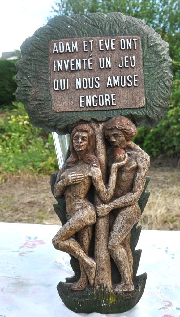 plaque murale décorative en plâtre Adam et Eve, Enlèvement ou Envoi, Utilisé, Sculpture murale