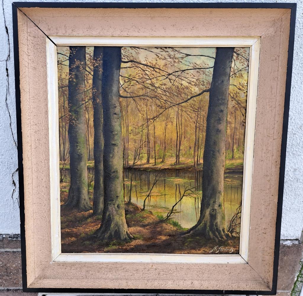 huile sur panneau signe rene stevens, Antiquités & Art, Art | Peinture | Classique, Enlèvement ou Envoi