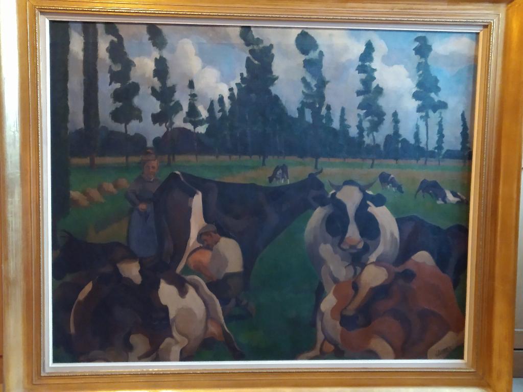Authentiek schilderij koeien op de weide - gesigneerd, Antiek en Kunst, Kunst | Schilderijen | Klassiek, Ophalen