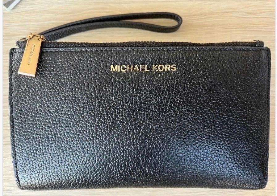 Michael Kors portefeuille, Zwart, Zo goed als nieuw, Leder, Ophalen
