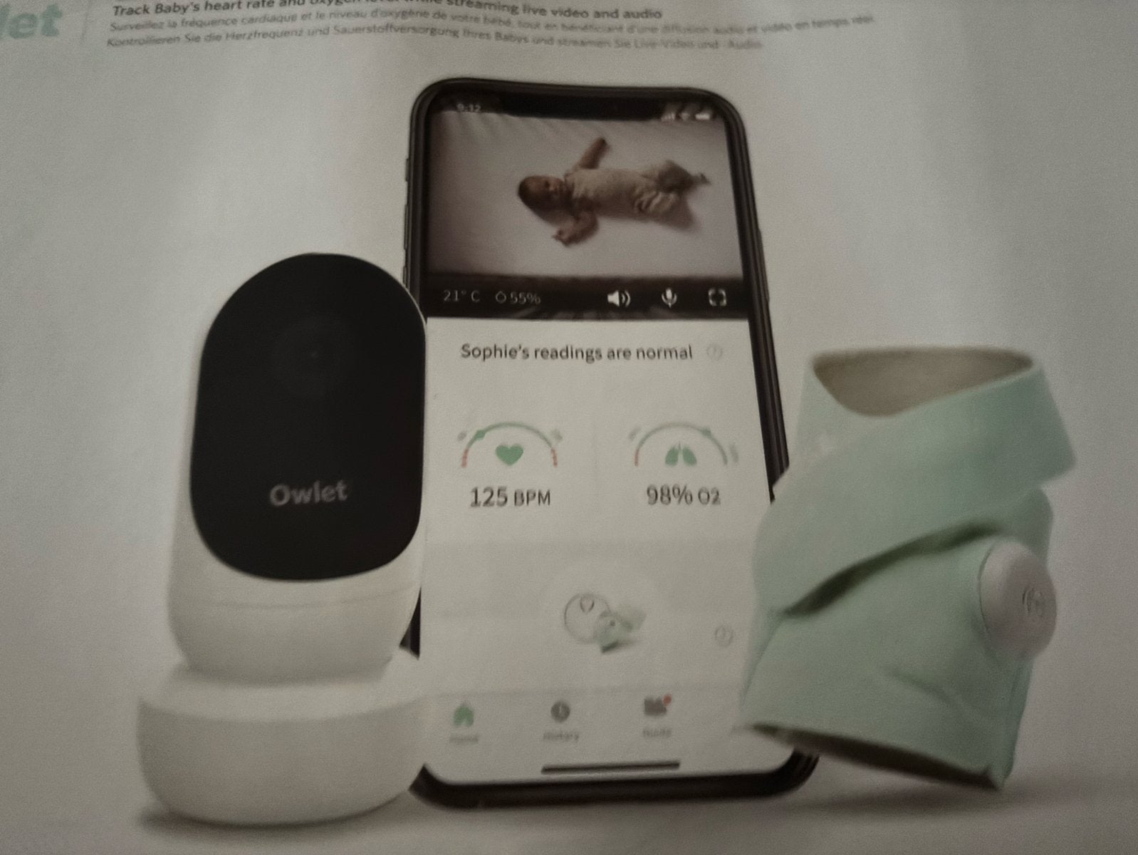 Owlet Babyfoon Dream Sock & Cam 2, Ophalen, Gebruikt
