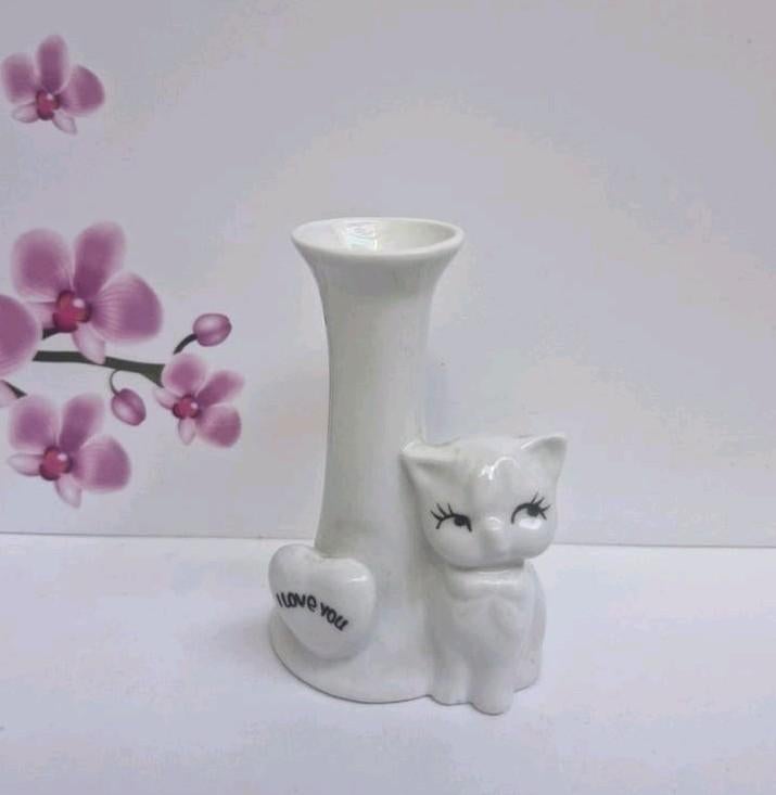 🤍 Vintage kattenfiguur Vaasje, Verzamelen, Overige Verzamelen, Ophalen of Verzenden