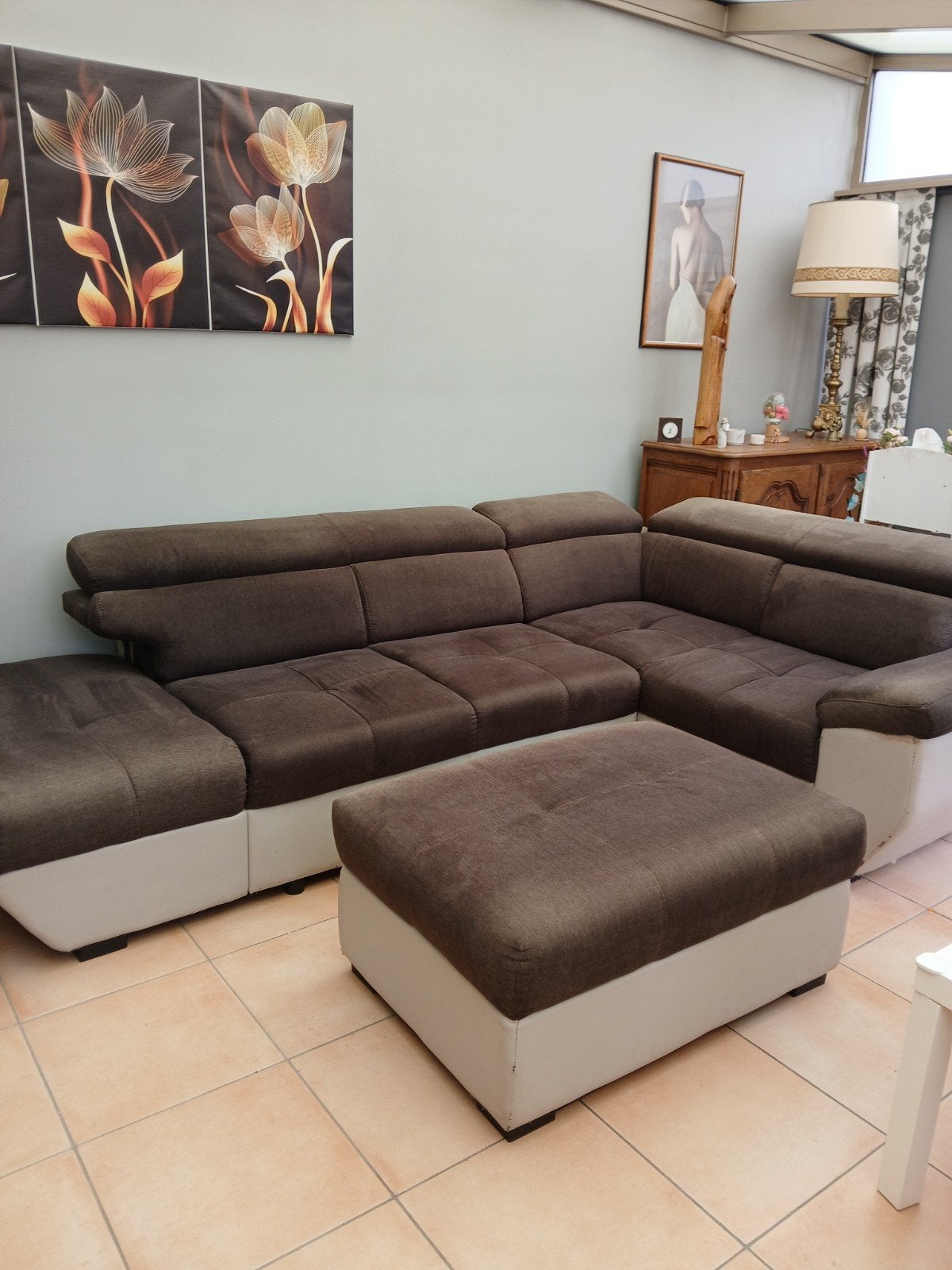 hoeksalon, Huis en Inrichting, Zetels | Complete zithoeken, Ophalen, Gebruikt, Stof, Modern