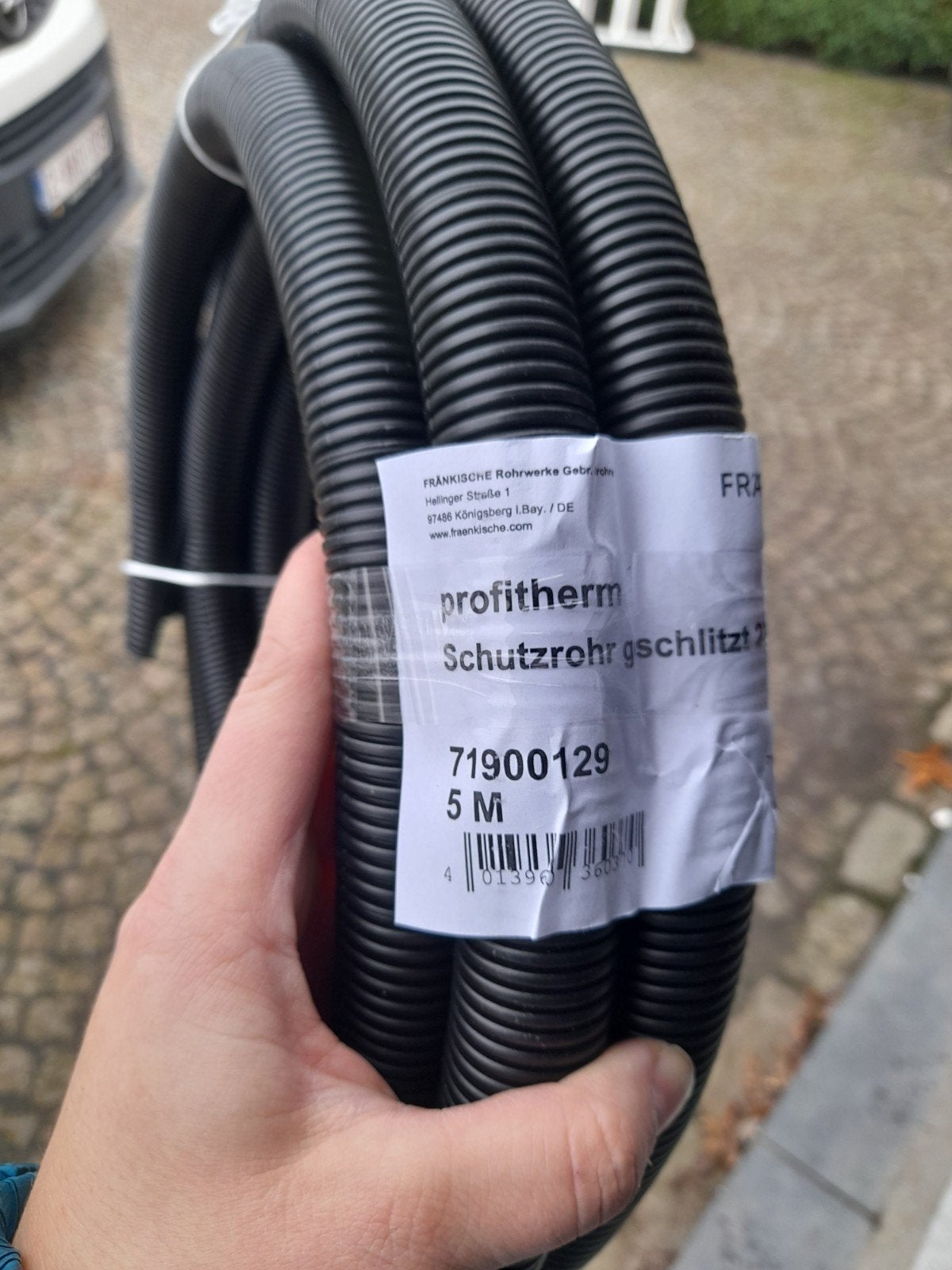 9x 5m ribbelbuis/kabelbescherming met sleuf, Ophalen, Nieuw, PVC, 4 tot 6 meter