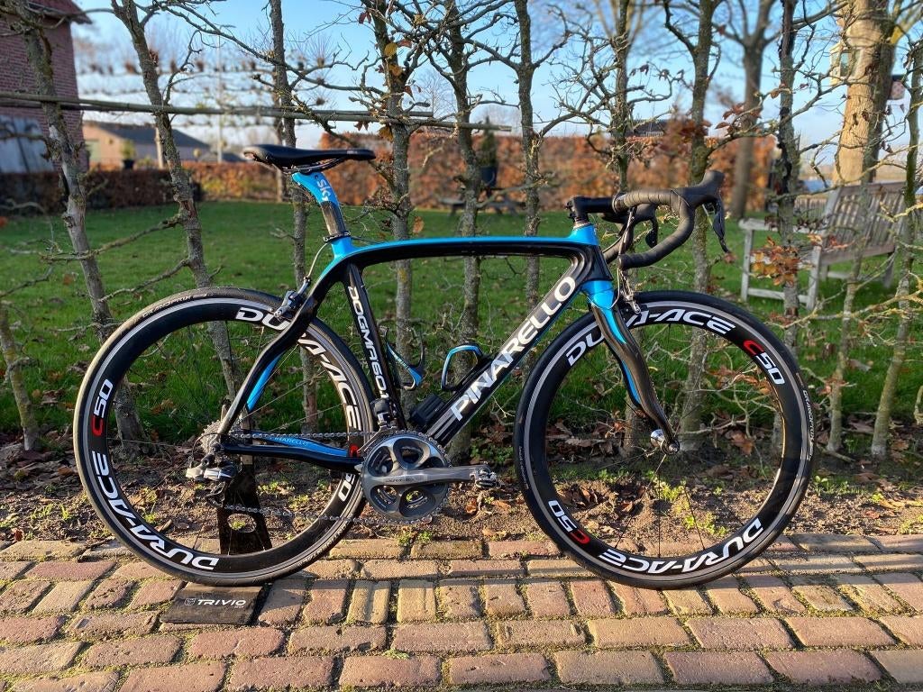 Pinarello Dogma Carbon Dura Ace DI2 Tean Sky maat 55, Fietsen en Brommers, 28 inch, Carbon, Zo goed als nieuw, 15 tot 20 versnellingen