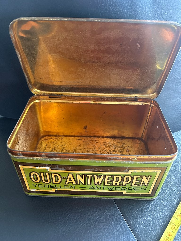 Vintage Oud-Antwerpen Verellen tabaksblik – 1920-40, Ophalen of Verzenden, Gebruikt, Overige