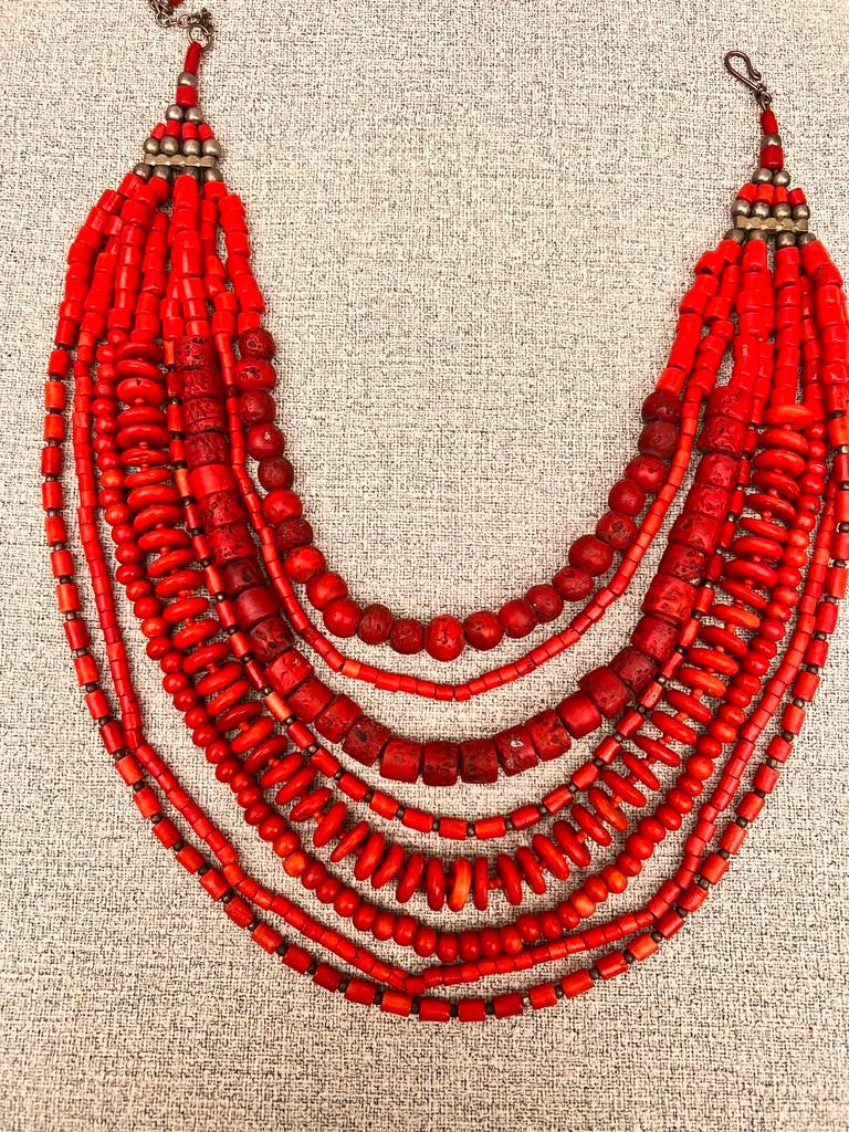 Koraal, antieke kralen, ketting 423 gram, Ophalen of Verzenden, Overige materialen, Ketting