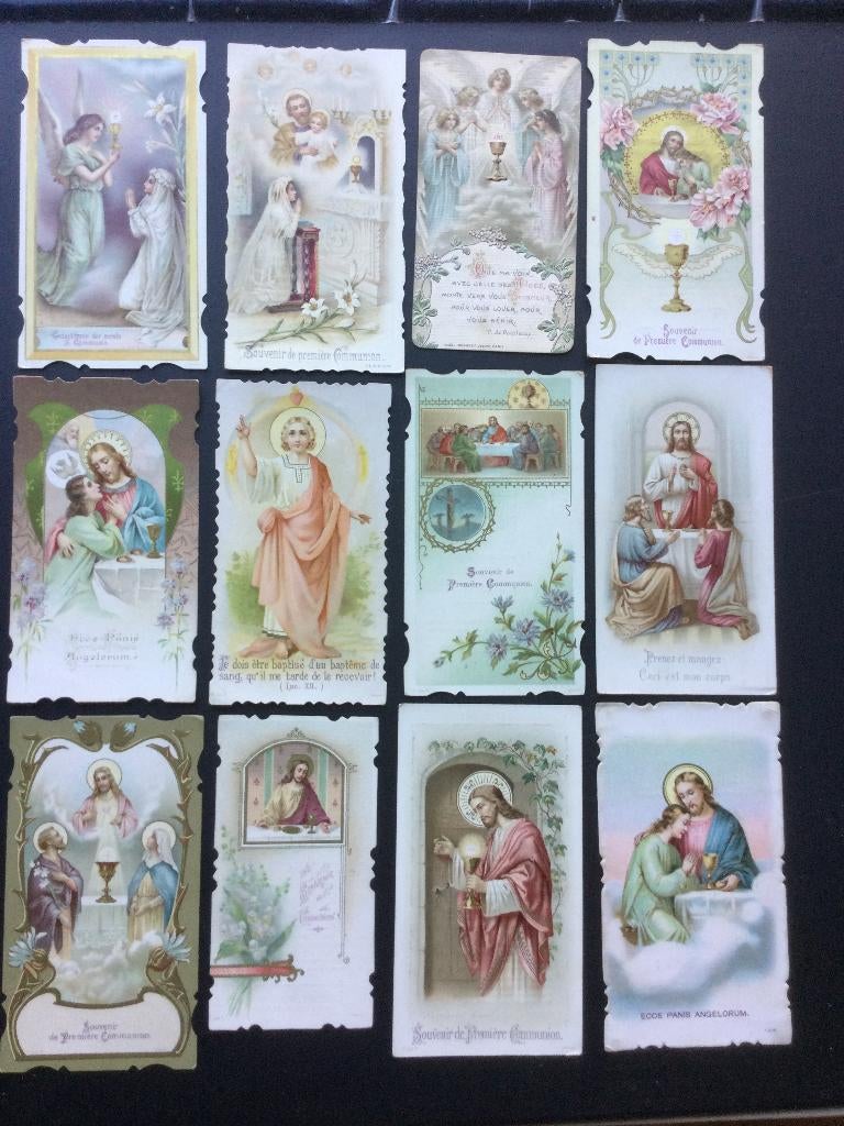 12  souvenir premiére communion Ledeberg 1909/10/11., Verzamelen, Ophalen of Verzenden, Bidprentje