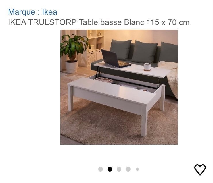 Table de salon blanc trulstorp ikea, Maison & Meubles, Enlèvement, Utilisé, 50 à 100 cm, Rectangulaire