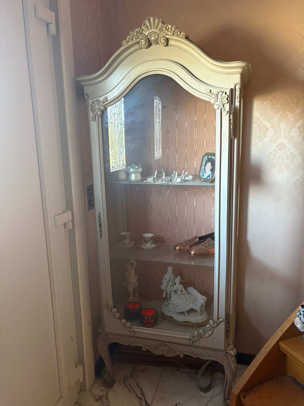 Mooie oude vitrinekast., Huis en Inrichting, Ophalen, Gebruikt, Vintage, 50 tot 100 cm