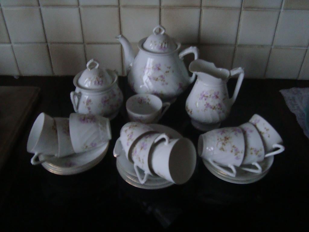 Koffieservies in Oud Brussels porselein., Antiek en Kunst, Ophalen