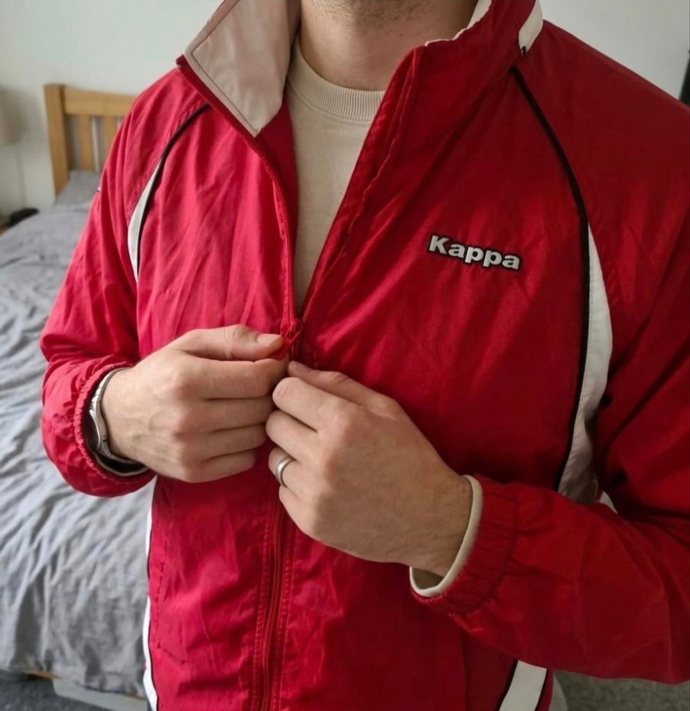 Kappa Vintage windjack - rood en wit - maat M, Kappa, Zo goed als nieuw, Rood, Verzenden