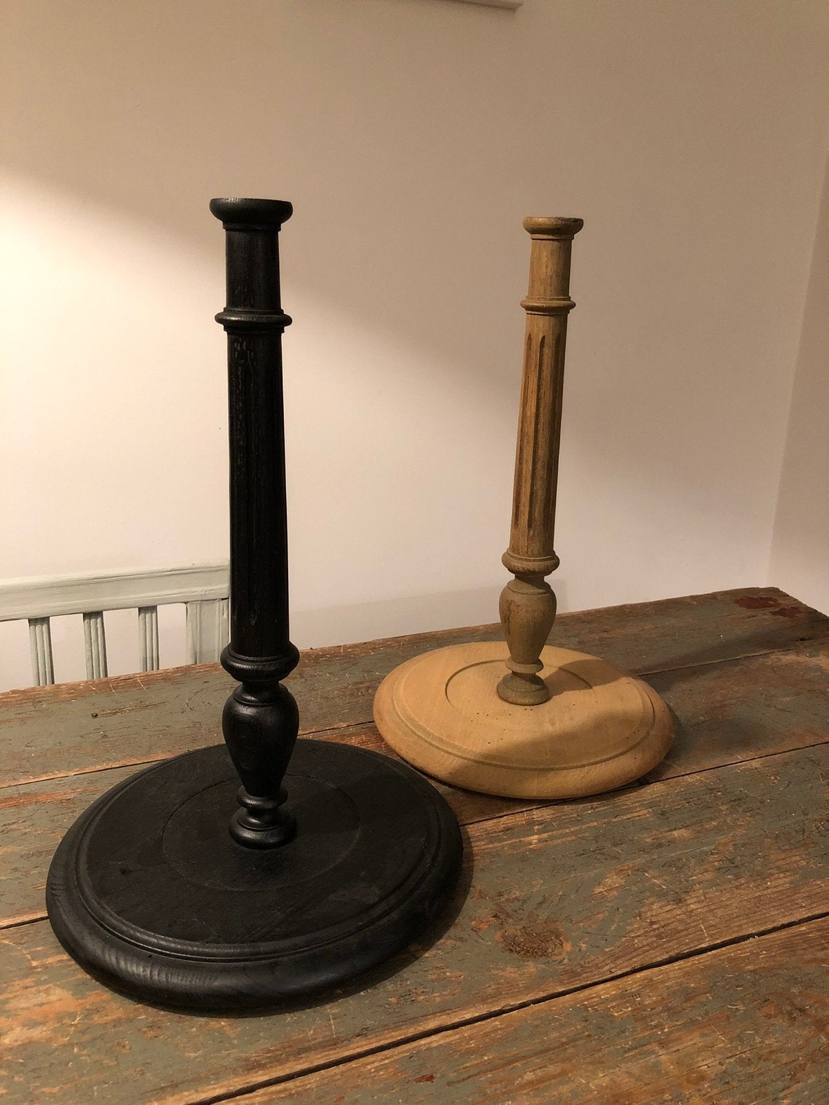 ANTIEKE HOUTEN LAMPENVOETEN HOUT 2 STUKS BALUSTER LAMP, Ophalen of Verzenden