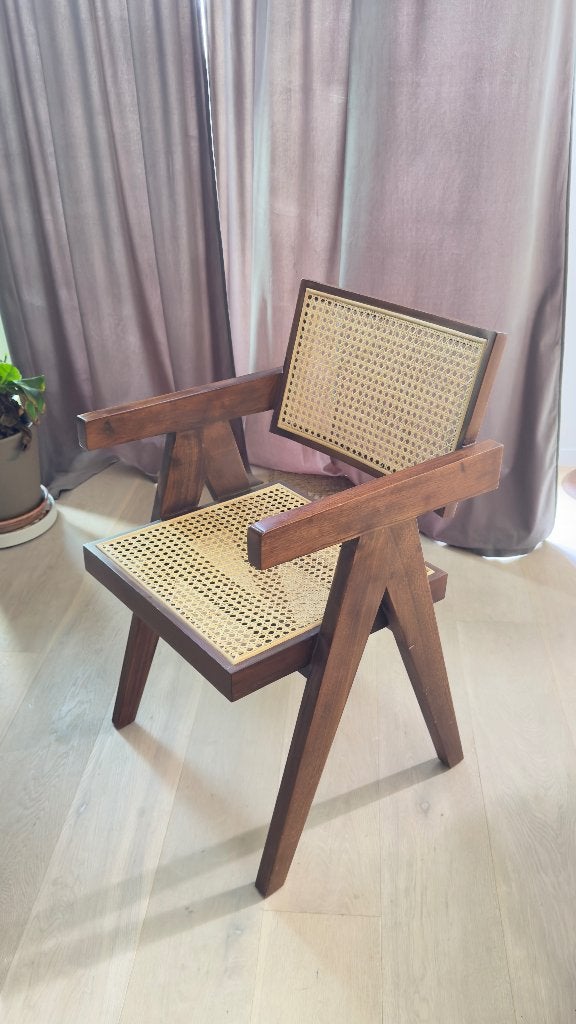 4 Stoelen/ Chaises. Design années 60., Brun, Enlèvement, Utilisé, "Pierre Jeanneret Chandigarh" -stijl