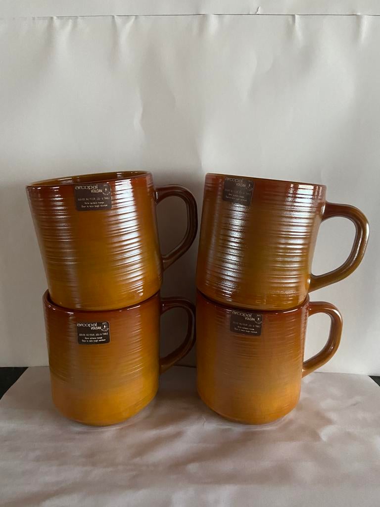 Vintage mokken Arcopal Volcàn -13 stuks - nieuwstaat, Nieuw, Ophalen of Verzenden, Glas, Overige stijlen