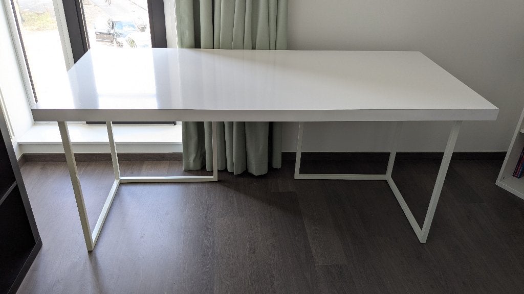 Habitat bureau / tafel – 180  80 cm – hoogglans wit, Ophalen, Demontabel, 180 cm, 80 cm