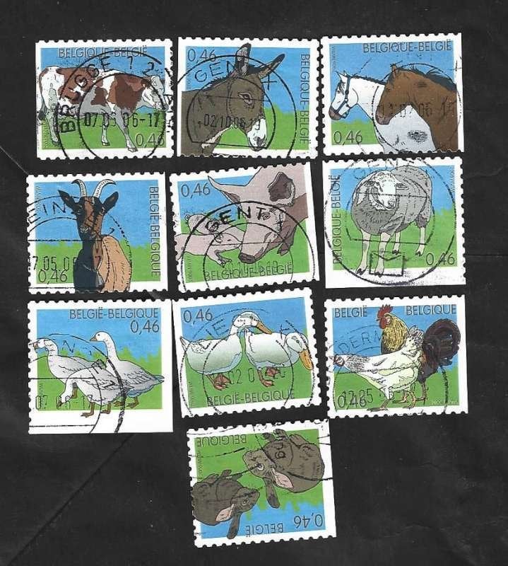 10 Postzegels België 2006 Boerderijdieren, Frankeerzegel, Ophalen of Verzenden, Gestempeld, Gestempeld
