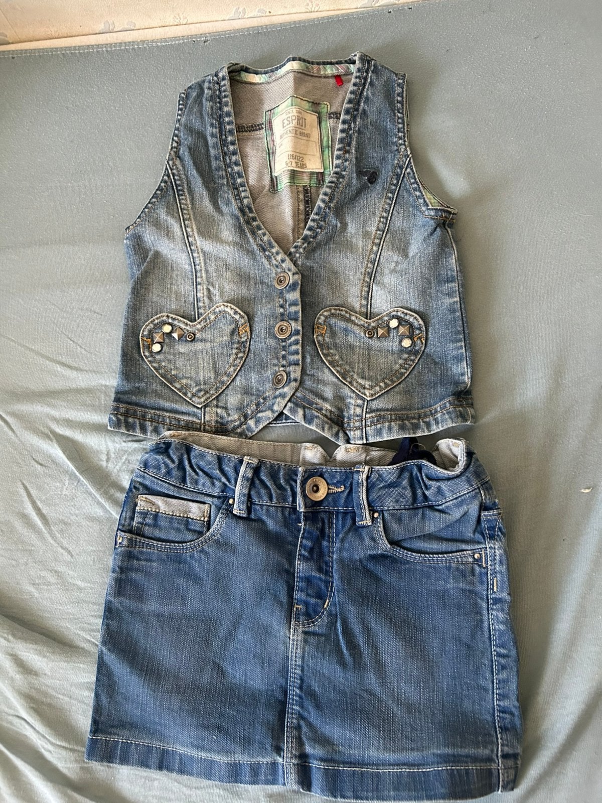 Meisjes jeans rok en jeans vestje, Kinderen en Baby's, Kinderkleding | Overige, Gebruikt, Meisje, Ophalen
