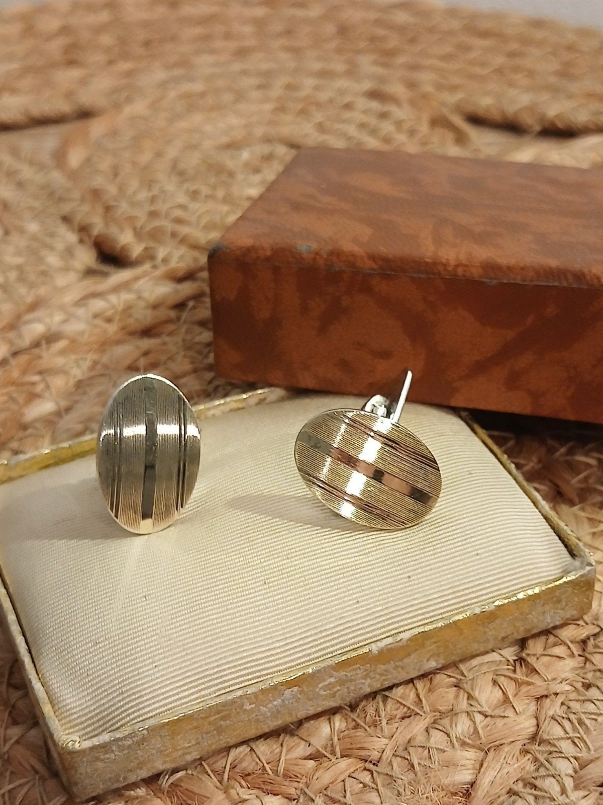 boutons de manchette double face 1940 argent 835 tige rigide, Enlèvement ou Envoi, Utilisé, Argent, Doré