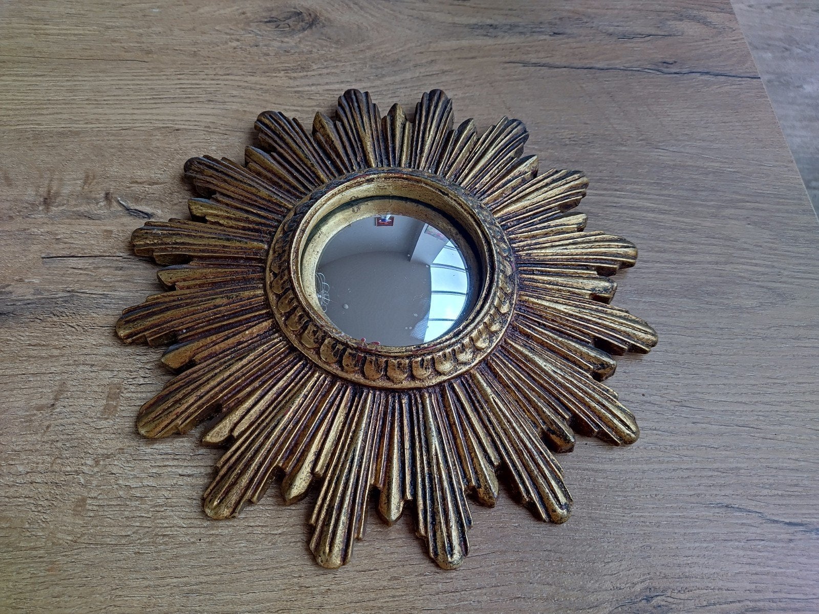 Vintage zonnespiegel diameter 24 cm convex, Huis en Inrichting, Woonaccessoires | Spiegels, Ophalen