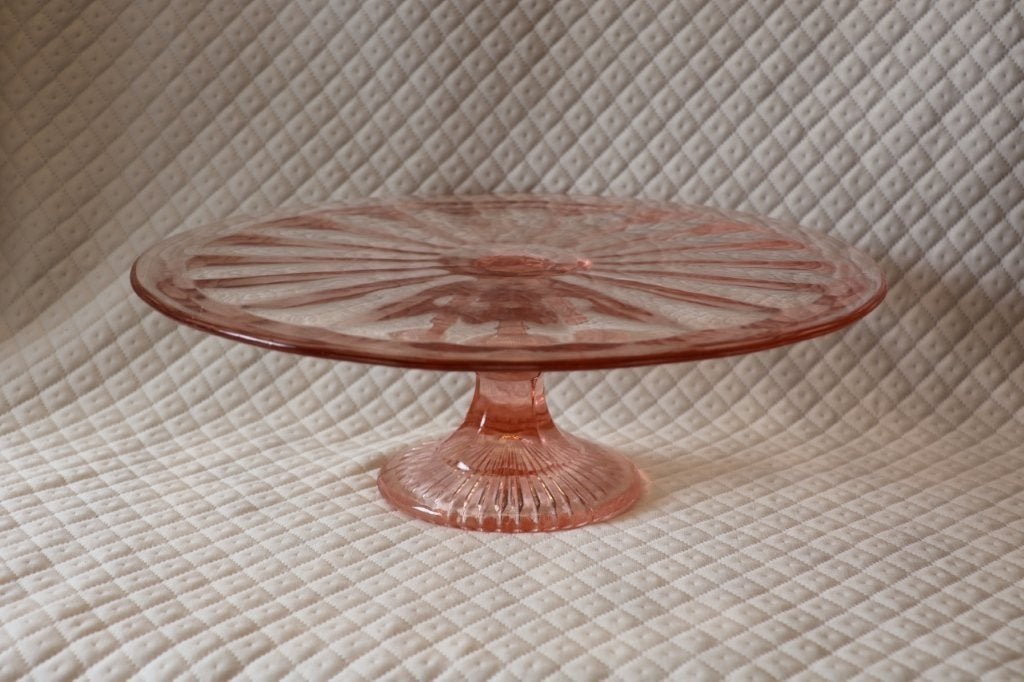 Vintage Roze persglas taartschotel, Ophalen of Verzenden