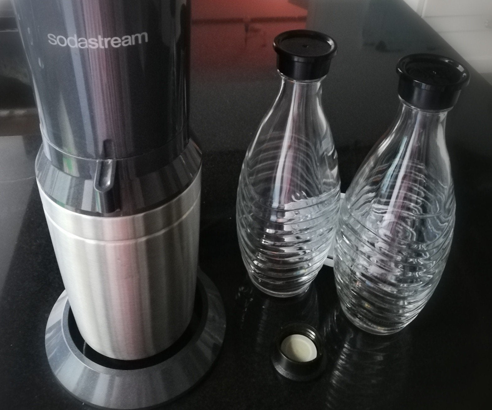 Sodastream machine met glazen flessen, Ophalen
