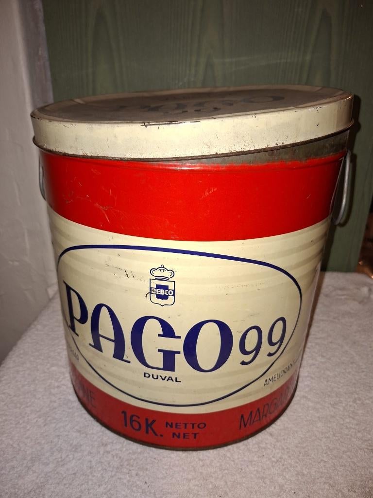 oude grote blikken margarine doos, jaren 1950, Antiquités & Art, Enlèvement ou Envoi