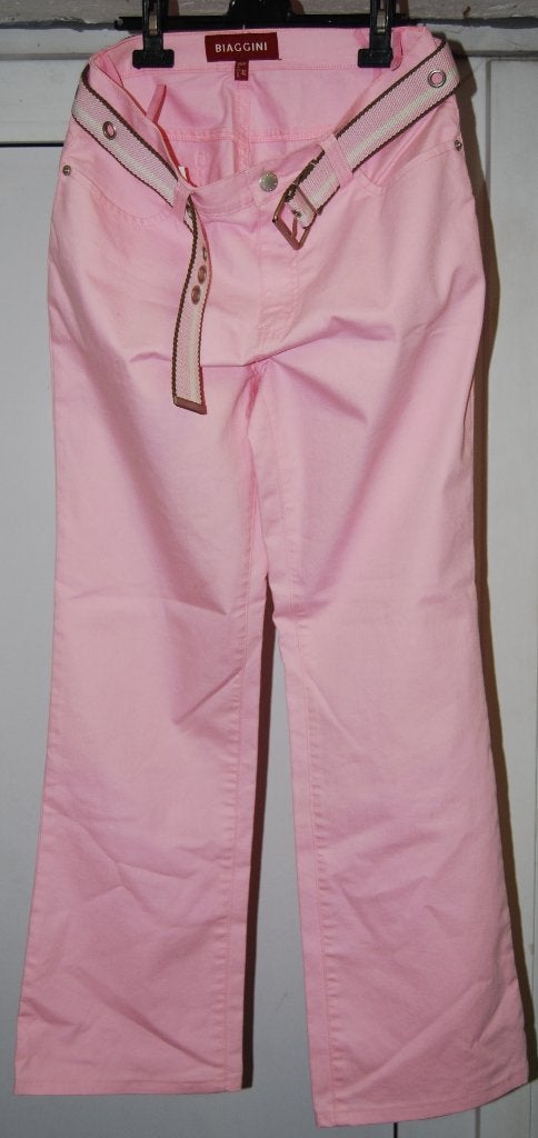 Broek Biaggini (model Corinna) maat 42 + riem, Enlèvement ou Envoi, Rose, Longs, Taille 42/44 (L)