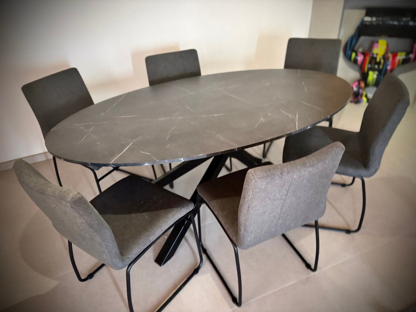 Table + 6 chaises, Maison & Meubles, 150 à 200 cm, Comme neuf, 100 à 150 cm, Enlèvement